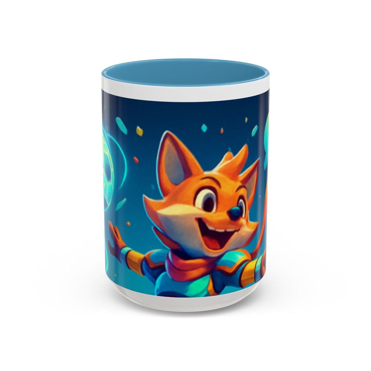 CartersLog Happy Fox Space Adventure Accent Coffee Mug – 11oz & 15oz Cute Cosmic Design