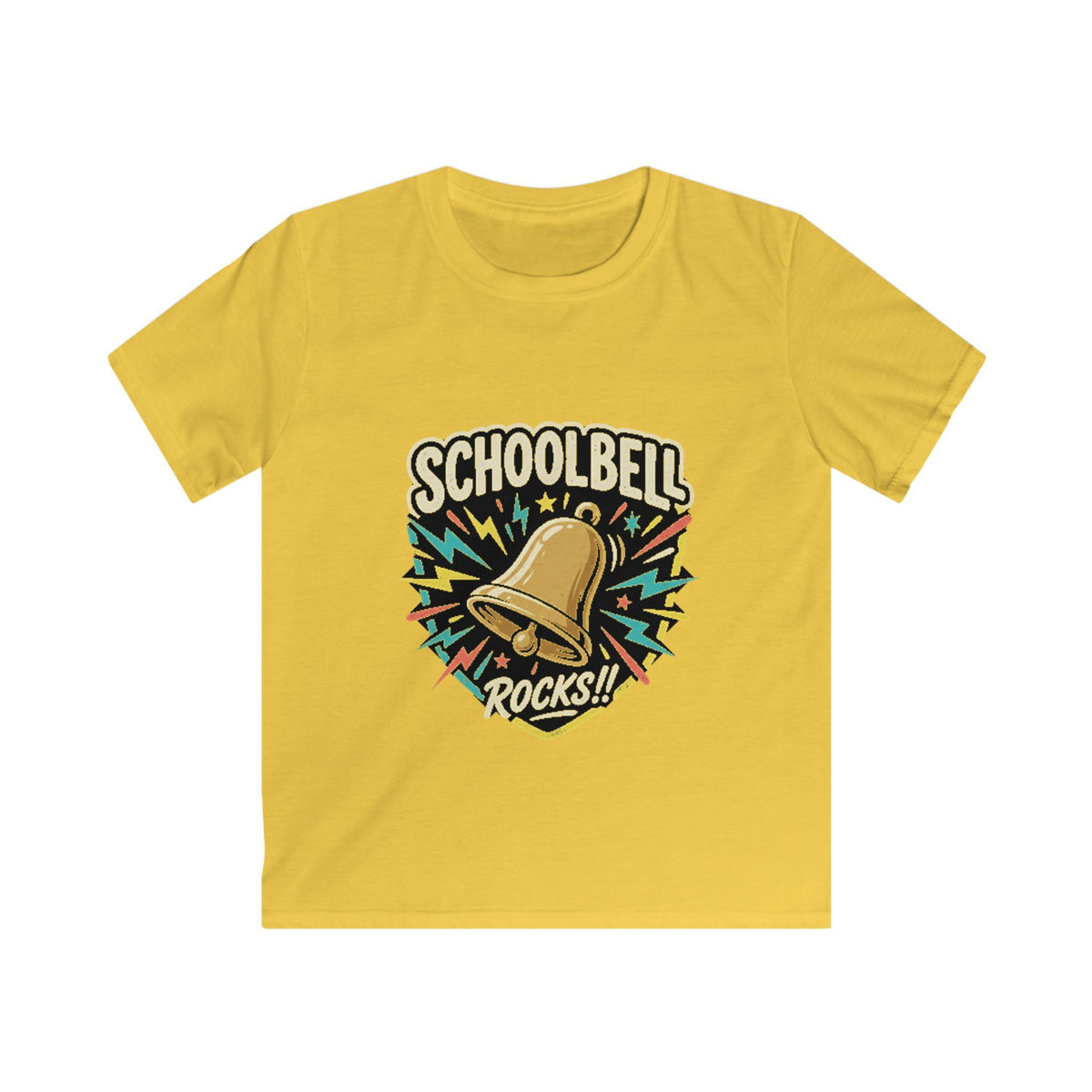 Schoolbell Rocks kids graphic T-shirt for school days