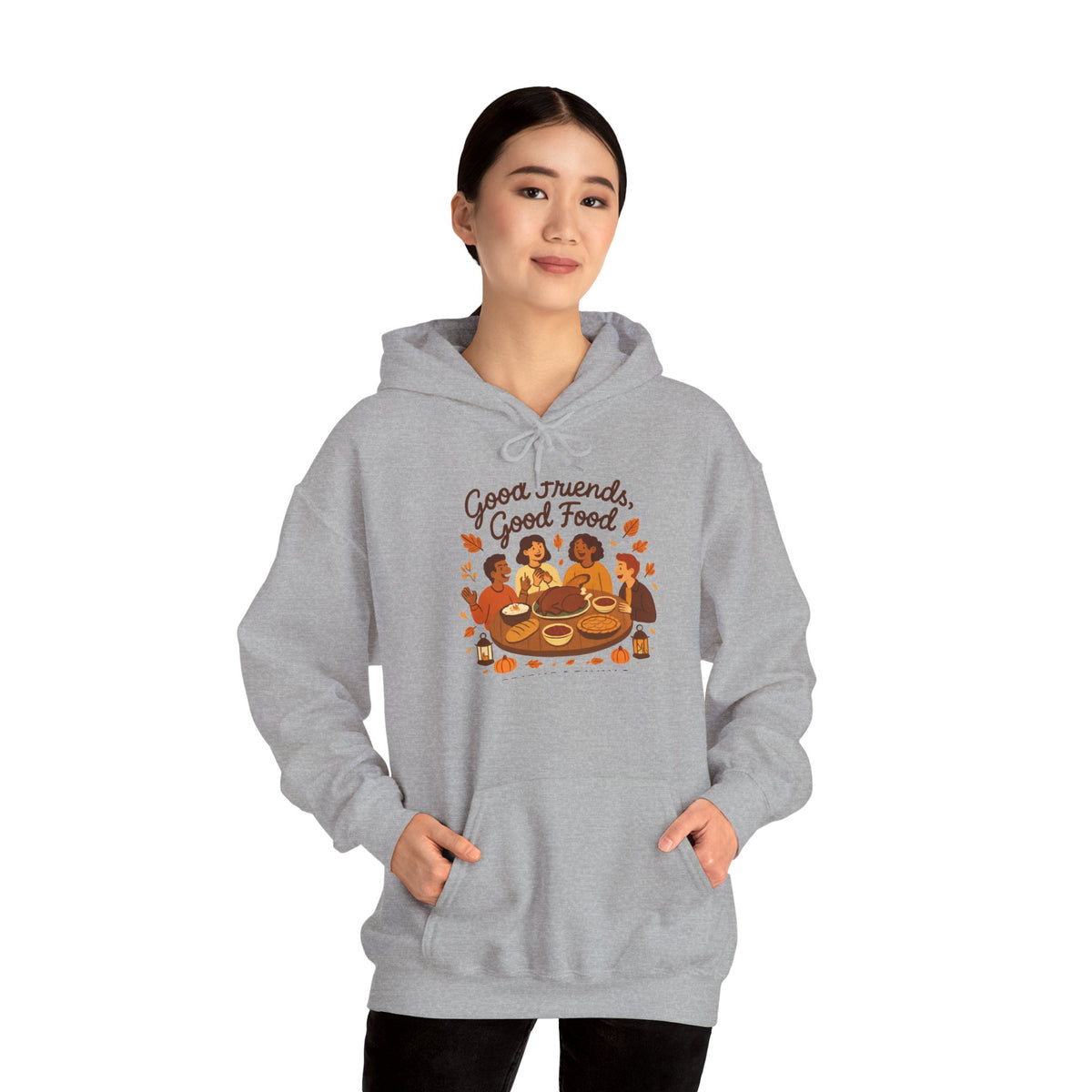 Good Friends Good Food hoodie | Group Dinner Illustration, Cozy Fall Sweatshirt