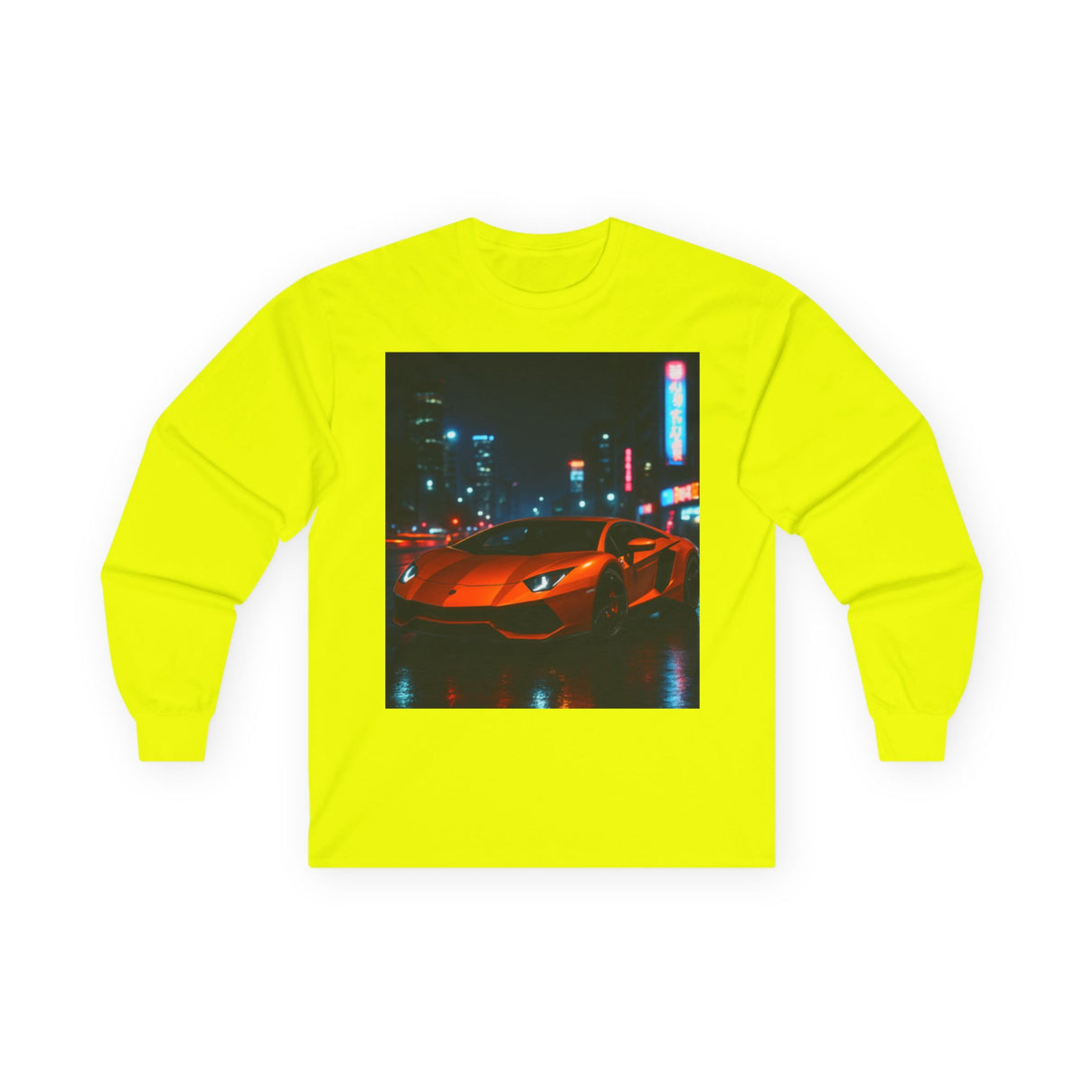 Long Sleeve Tee — Neon City Red Sports Car Streetwear