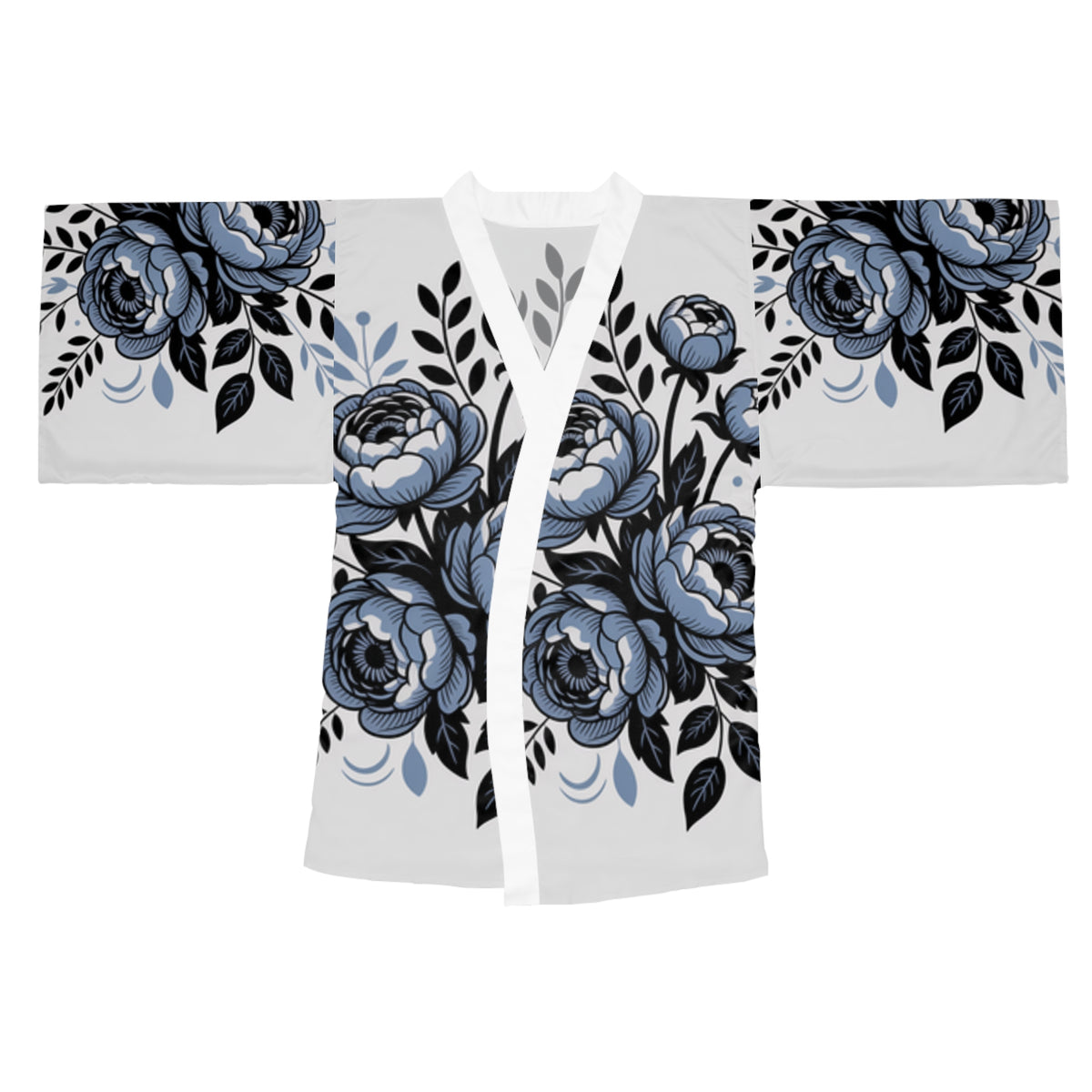 Floral Kimono Robe — Blue Peony All-Over Print