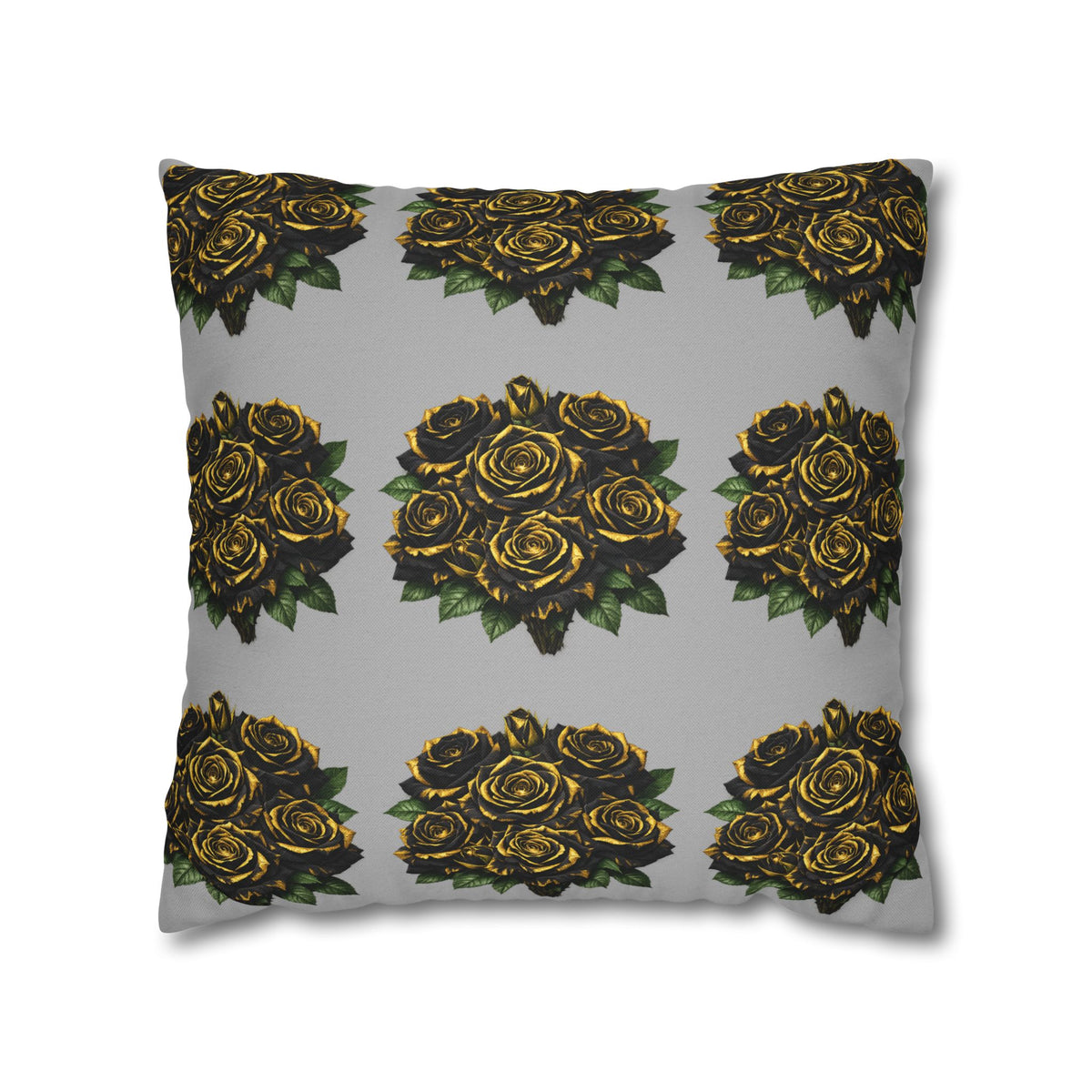 Red Rose Pattern Pillowcase — Floral Square Decorative Throw Pillow