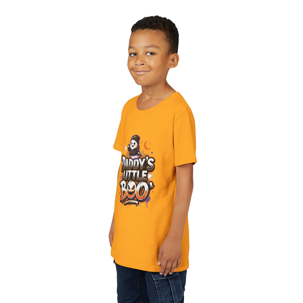Youth Halloween Tee — “Daddy’s Little Boo” / “Spooky & Unbothered” Kids Costume Shirt