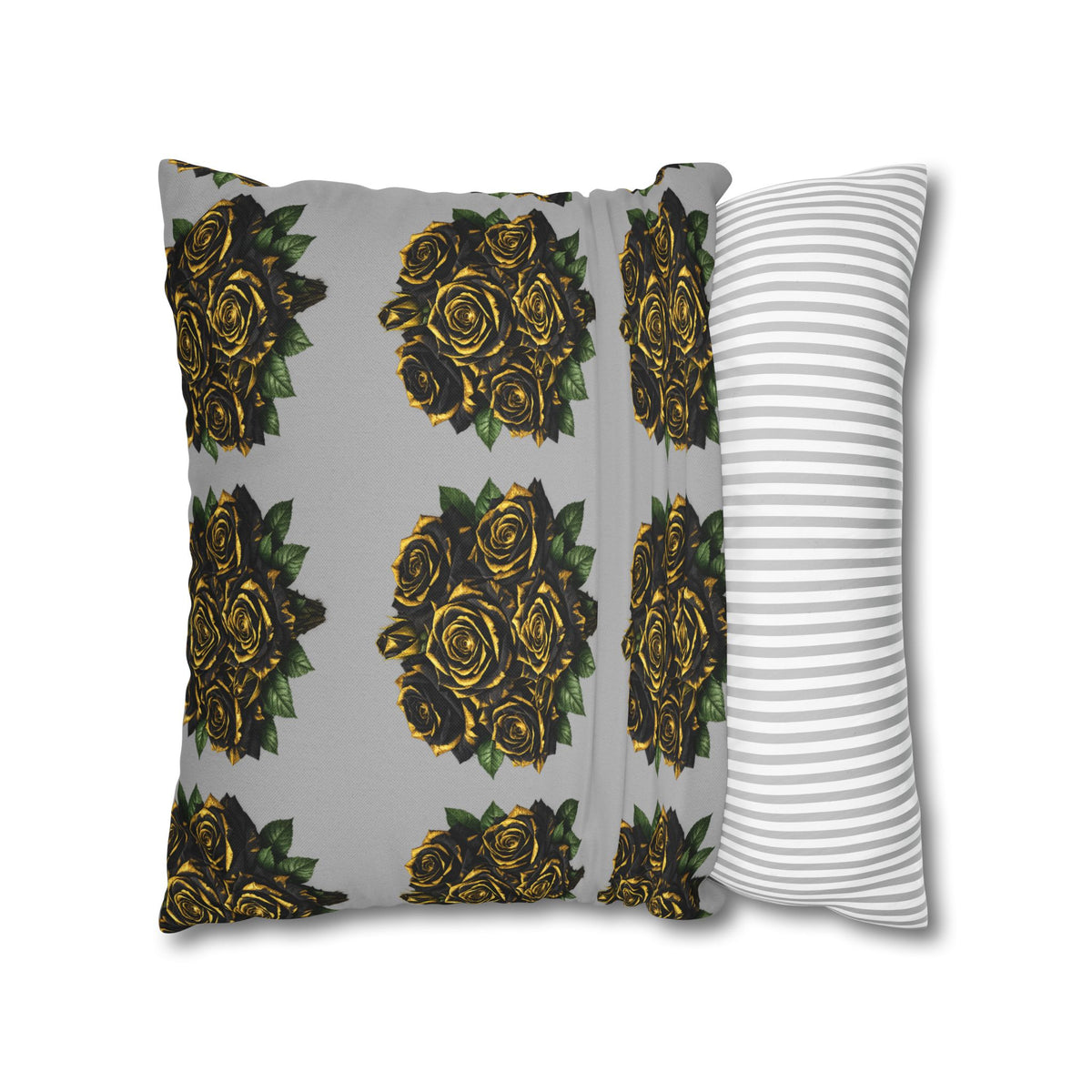 Red Rose Pattern Pillowcase — Floral Square Decorative Throw Pillow