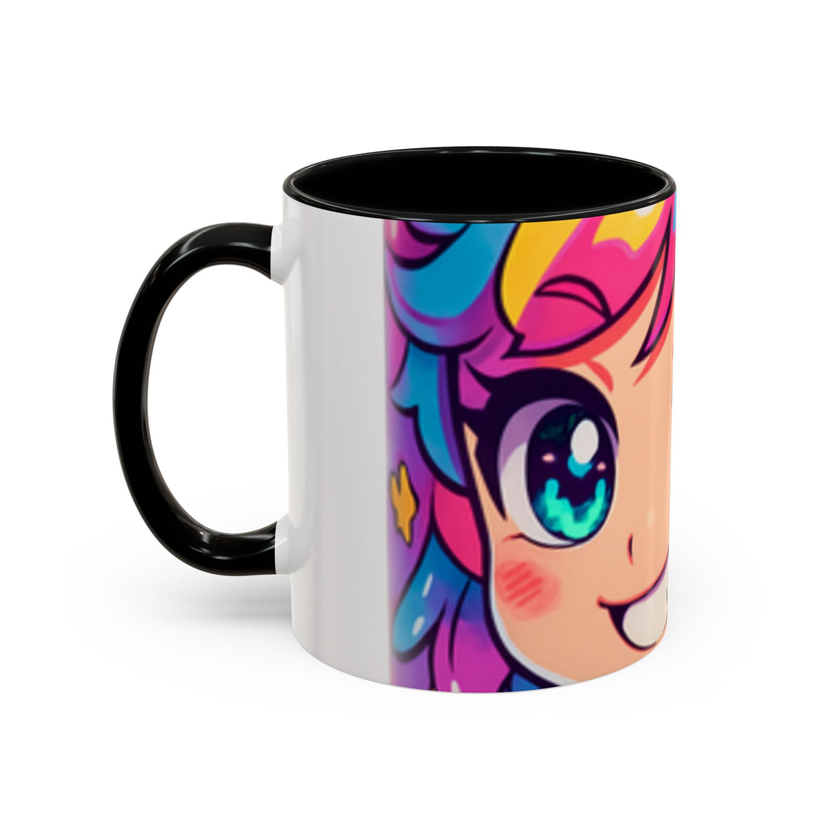 Vibrant Anime Inspired Coffee Mug, Cute Cat Lover Gift, Fun Kitchen Accessory, Bright Accent Mug for Daily Use, Whimsical Drinkware