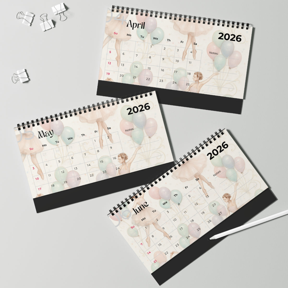 Lil Ballerina Personalized Desktop Calendar | Custom Name, Dance Theme