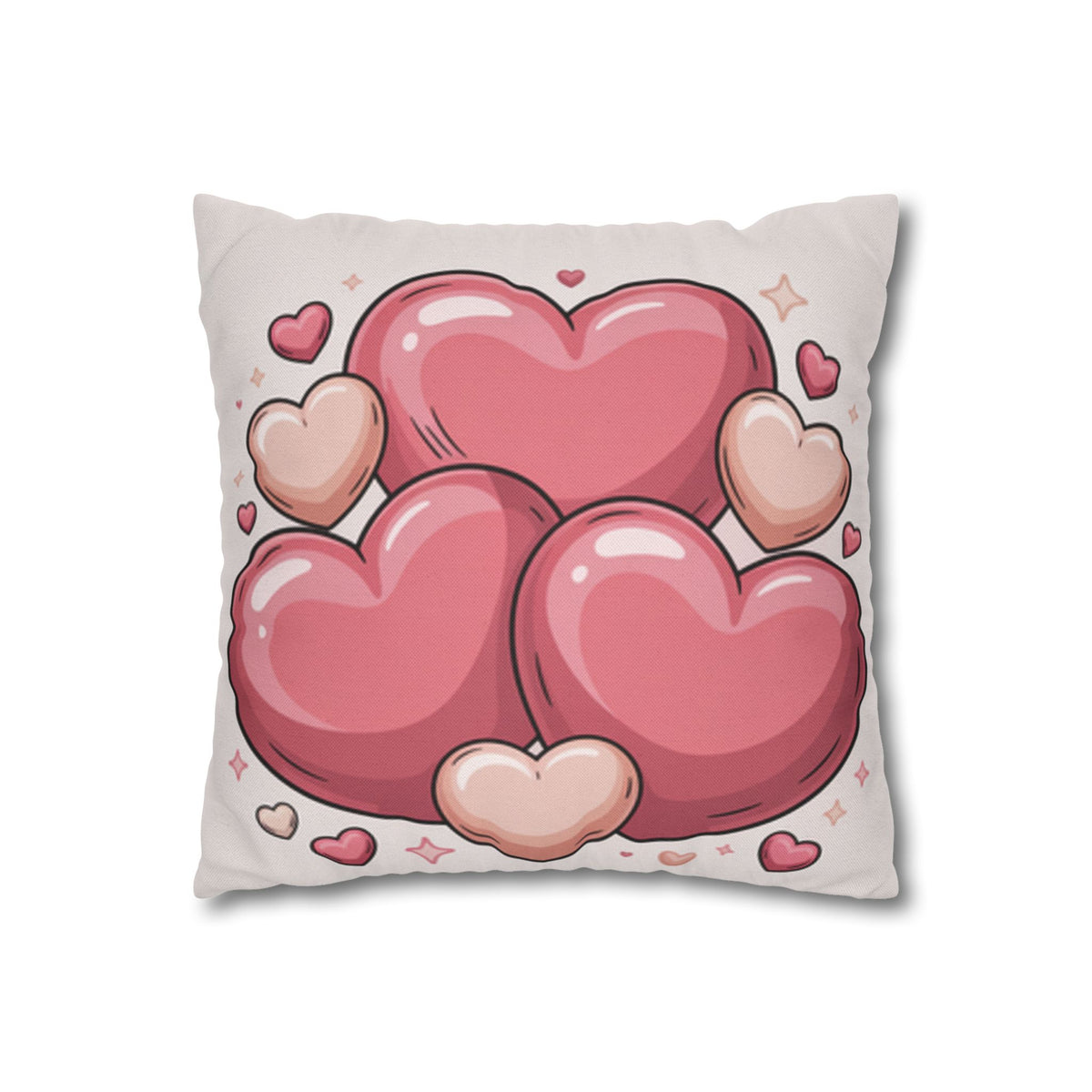 CartersLog Pink Heart Cluster Square Pillow Cover – Valentine’s Day Decorative Pillowcase