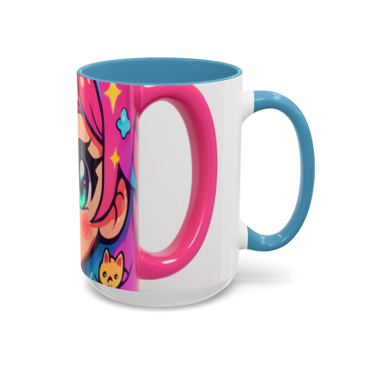 Vibrant Anime Inspired Coffee Mug, Cute Cat Lover Gift, Fun Kitchen Accessory, Bright Accent Mug for Daily Use, Whimsical Drinkware