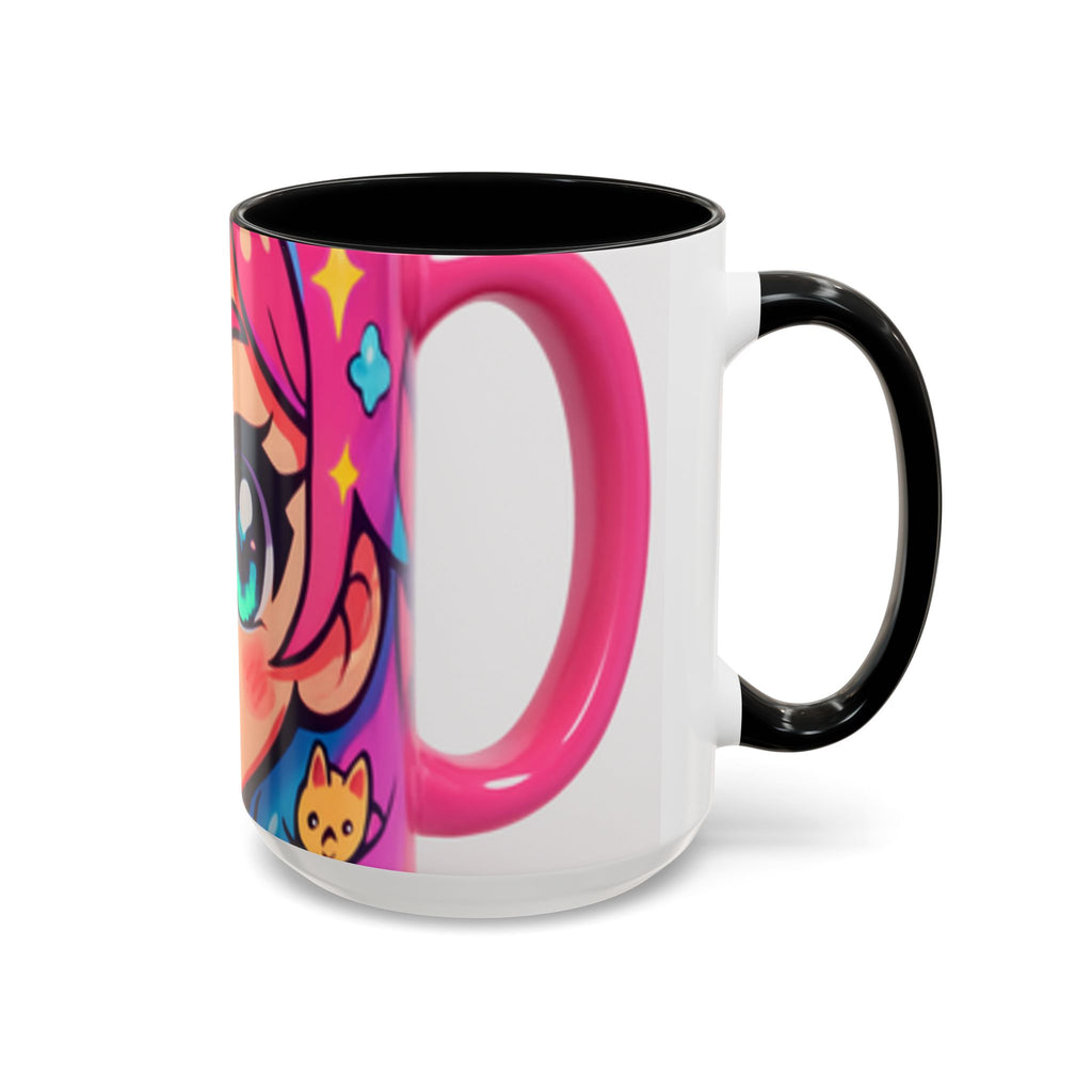 Vibrant Anime Inspired Coffee Mug, Cute Cat Lover Gift, Fun Kitchen Accessory, Bright Accent Mug for Daily Use, Whimsical Drinkware
