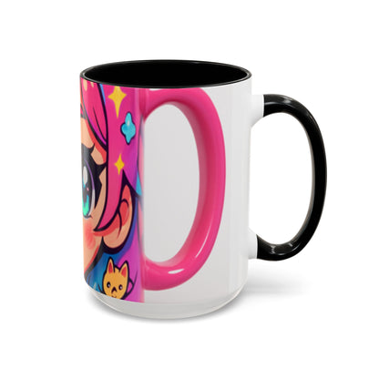 Vibrant Anime Inspired Coffee Mug, Cute Cat Lover Gift, Fun Kitchen Accessory, Bright Accent Mug for Daily Use, Whimsical Drinkware