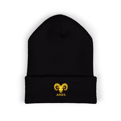 Aries Zodiac Embroidered Cuffed Beanie