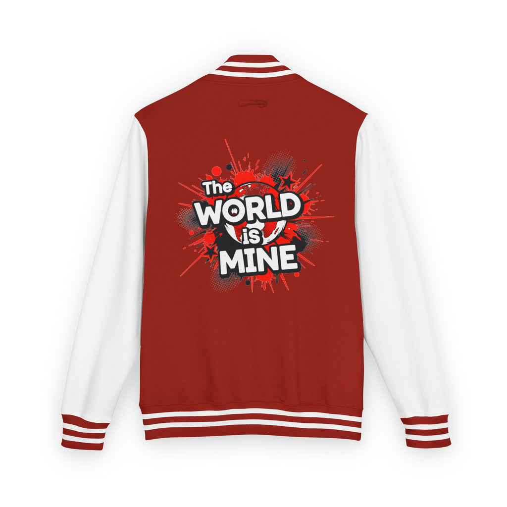 World Is Mine Graffiti Logo Letterman Jacket | KC Chest Monogram