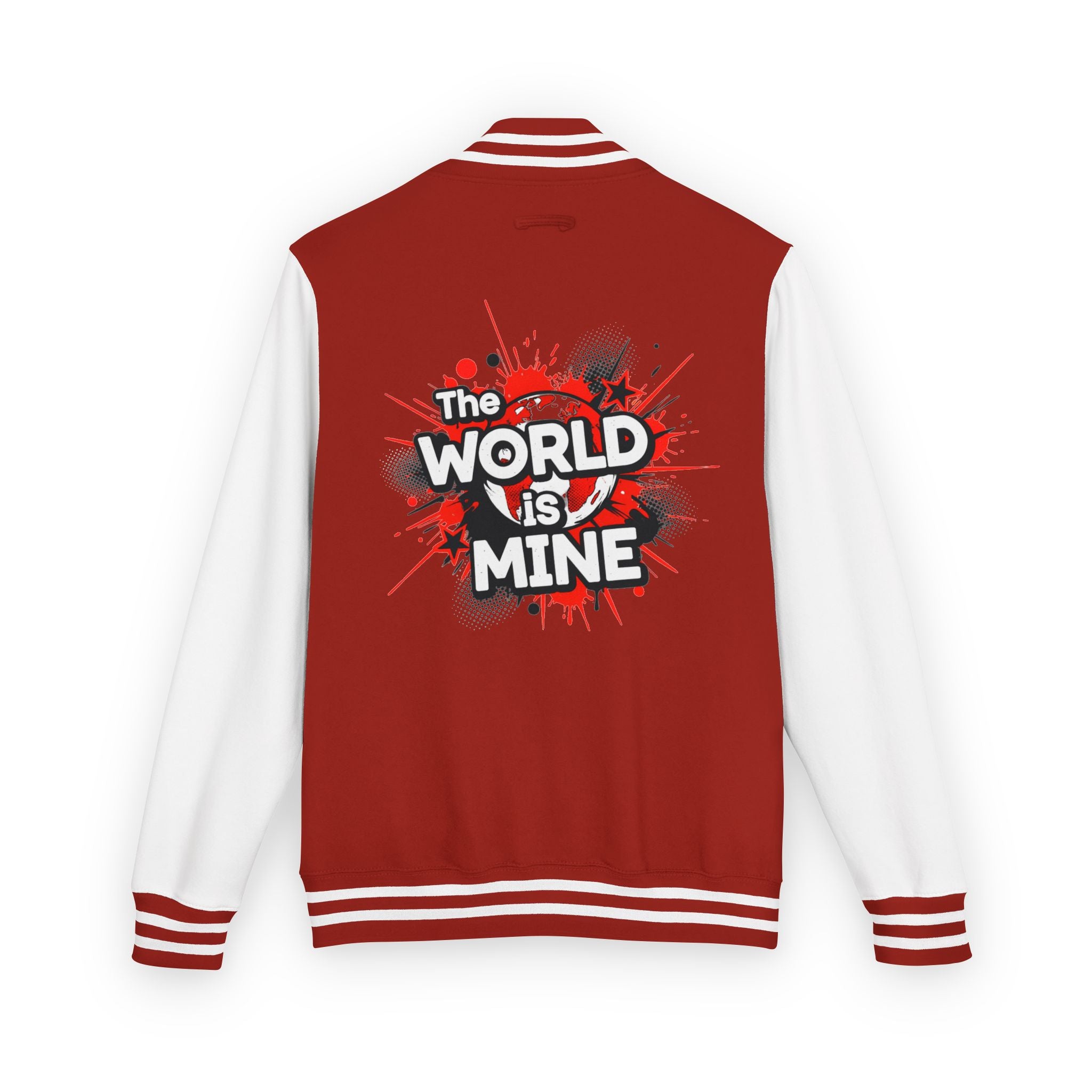 World Is Mine Graffiti Logo Letterman Jacket | KC Chest Monogram