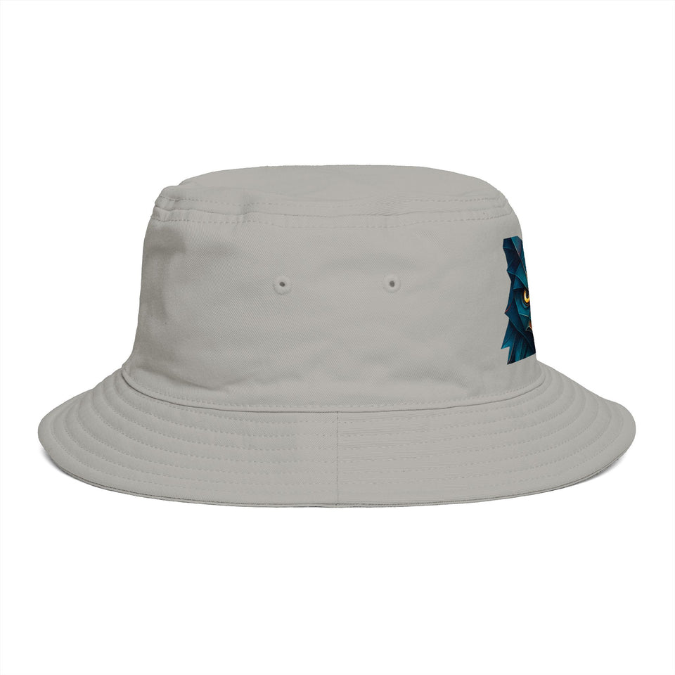 Tribal Geometric Owl Bucket Hat — Colorful Mountain Owl Face Print