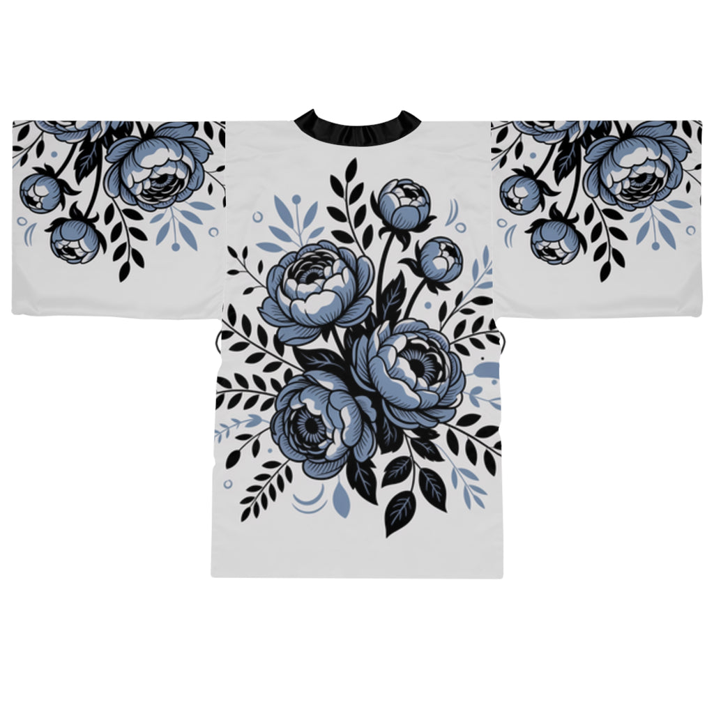 Floral Kimono Robe — Blue Peony All-Over Print
