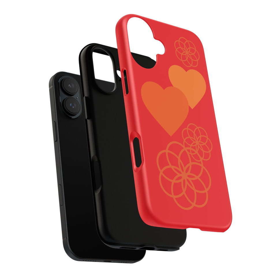 Stylish Phone Case with Floral Hearts Design, Tough Phone Cover, Unique Gift for Her, Trendy Accessories, Spring Vibe, Custom Cases