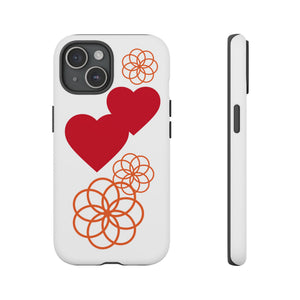 Floral Heart Pattern Phone Case | Tough Phone Cover, Spring Floral Design