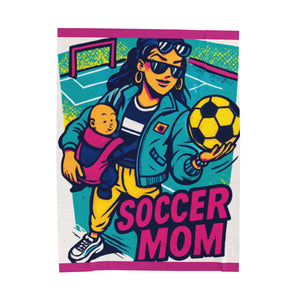 Velvet Plush Blanket, Hip Soccer Mom Design, Sports Fan Gift, Cozy Throw, Mother's Day Present, Soft Bedding