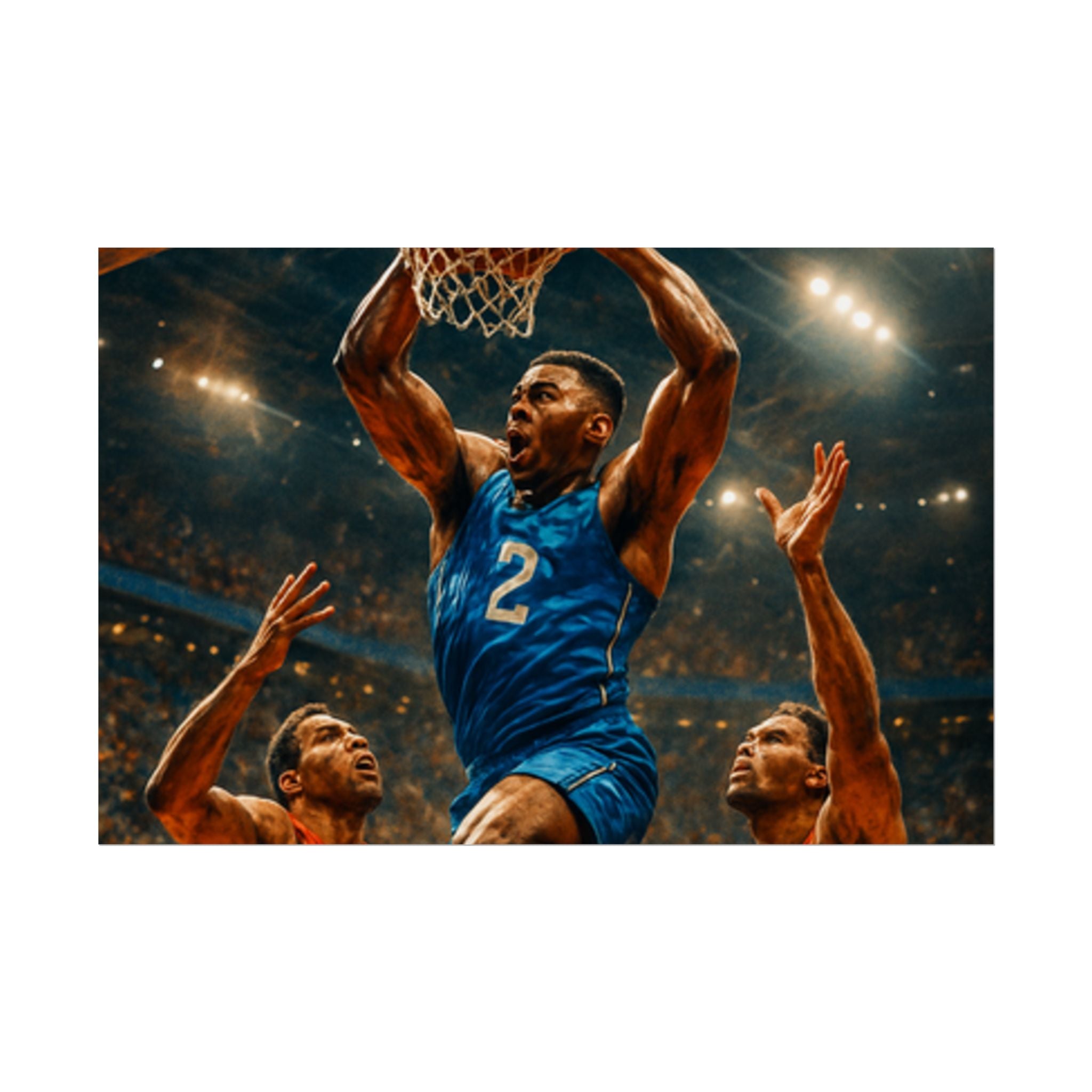 Poster Print, Dynamic Basketball Art Decor for Gamer Gift, Man Cave, Athletic Office, Sports Wall Art