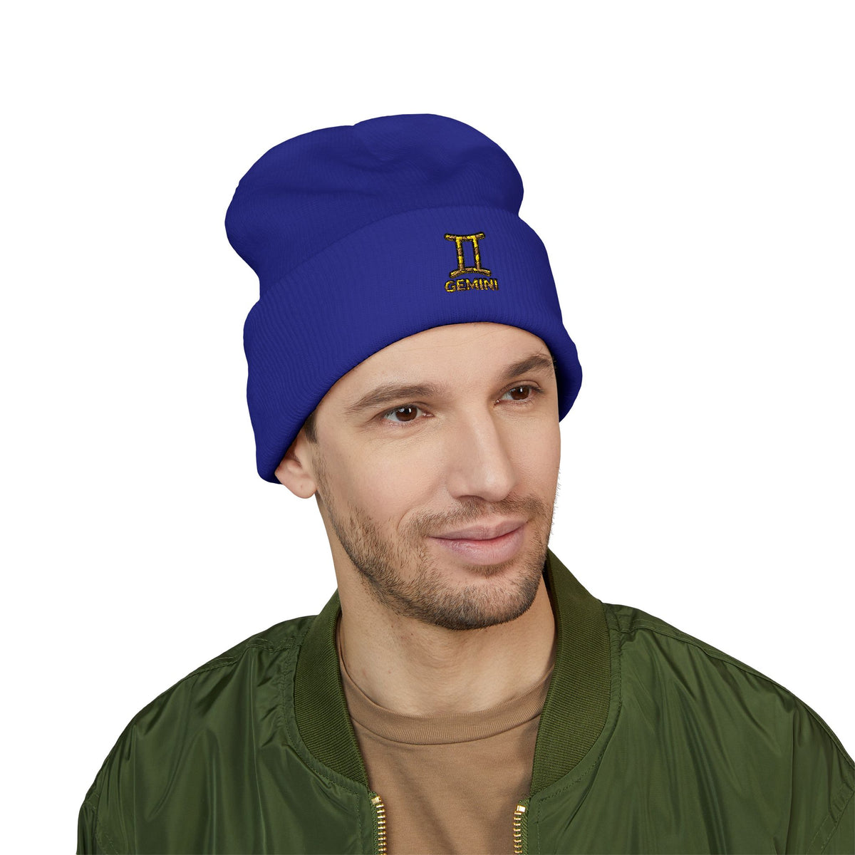 Embroidered Gemini Zodiac Cuffed Beanie