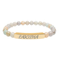 Engraved Natural Stone Stretch Bracelet — Personalized Name Bar