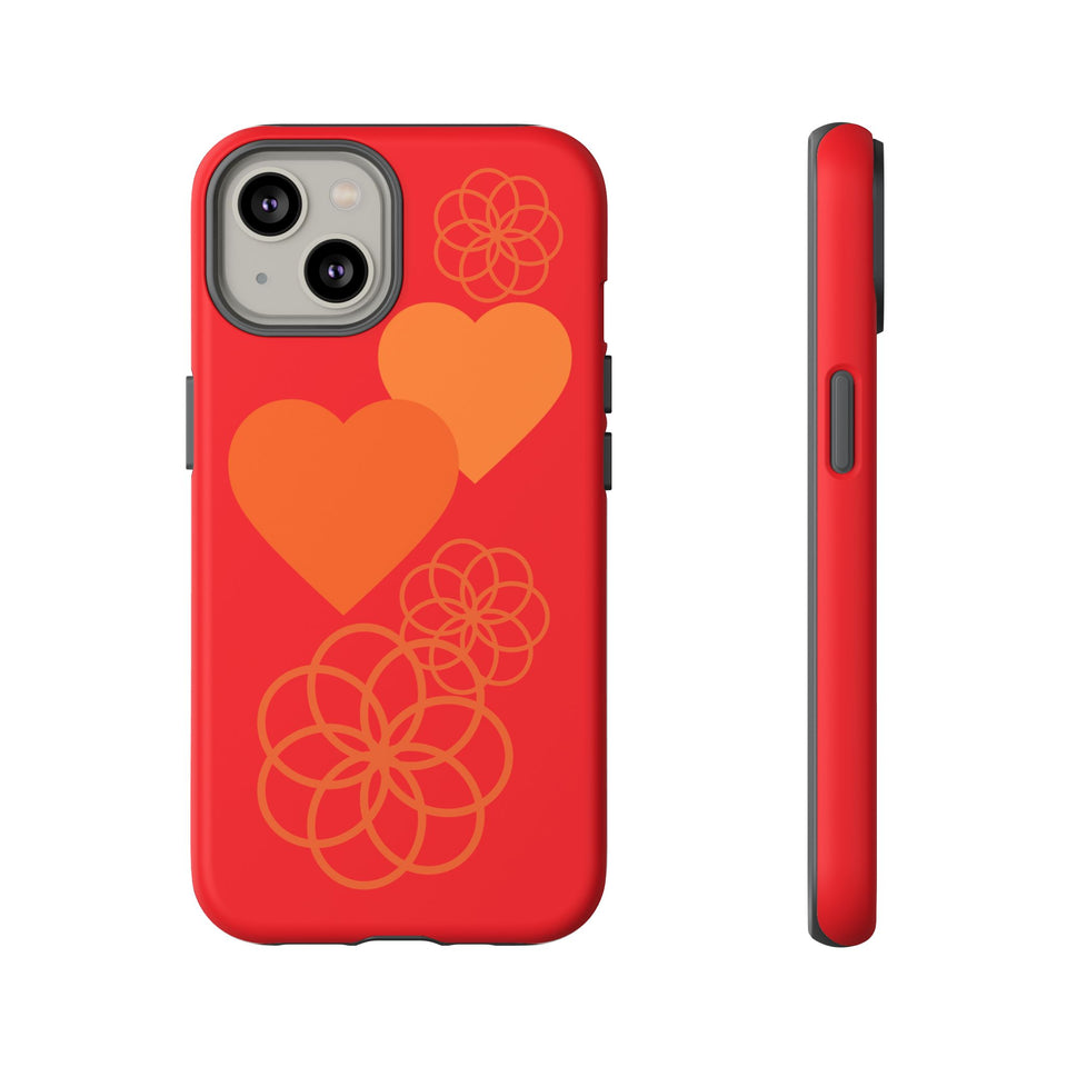 Stylish Phone Case with Floral Hearts Design, Tough Phone Cover, Unique Gift for Her, Trendy Accessories, Spring Vibe, Custom Cases