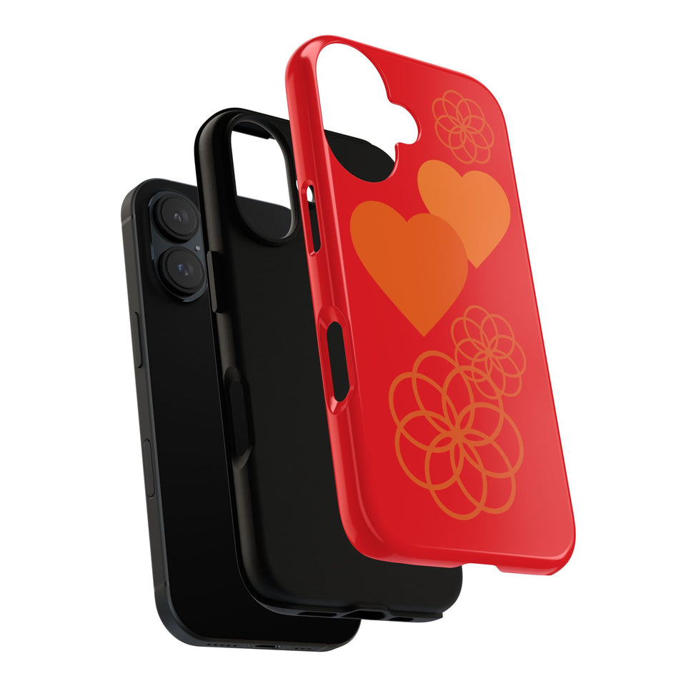 Stylish Phone Case with Floral Hearts Design, Tough Phone Cover, Unique Gift for Her, Trendy Accessories, Spring Vibe, Custom Cases