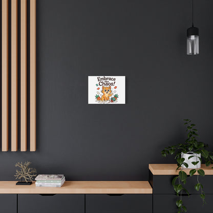 Embrace the Chaos! Cat Canvas Wall Art — Playful Orange Kitten Illustration