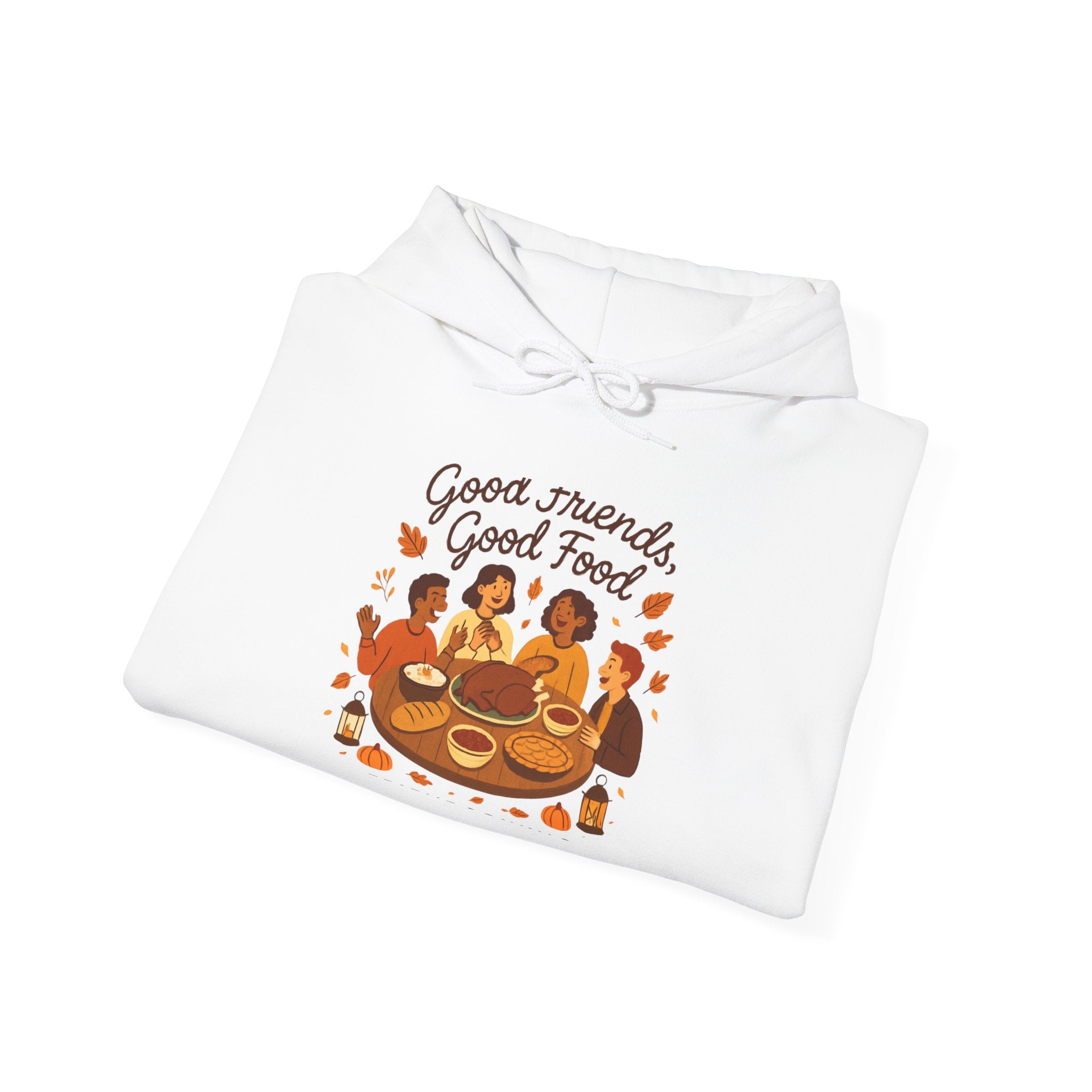 Good Friends Good Food hoodie | Group Dinner Illustration, Cozy Fall Sweatshirt