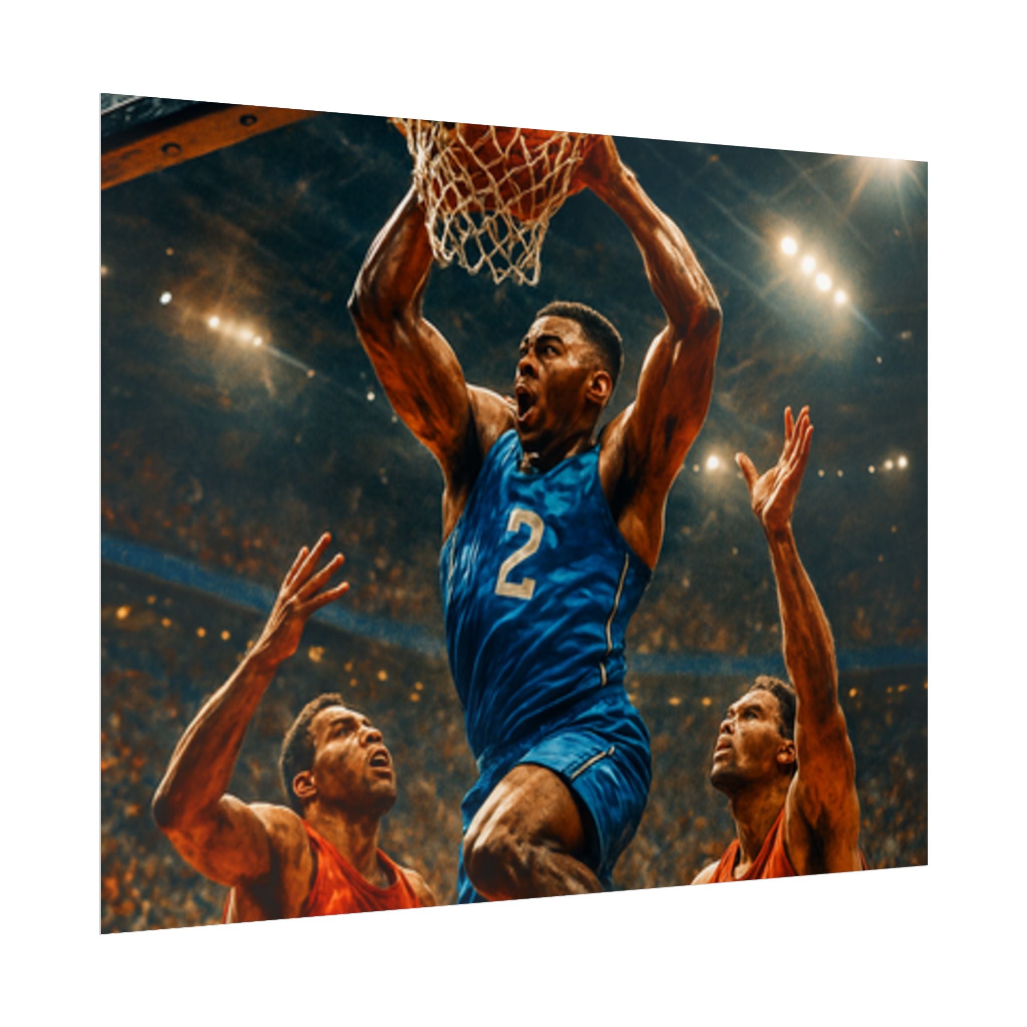 Poster Print, Dynamic Basketball Art Decor for Gamer Gift, Man Cave, Athletic Office, Sports Wall Art