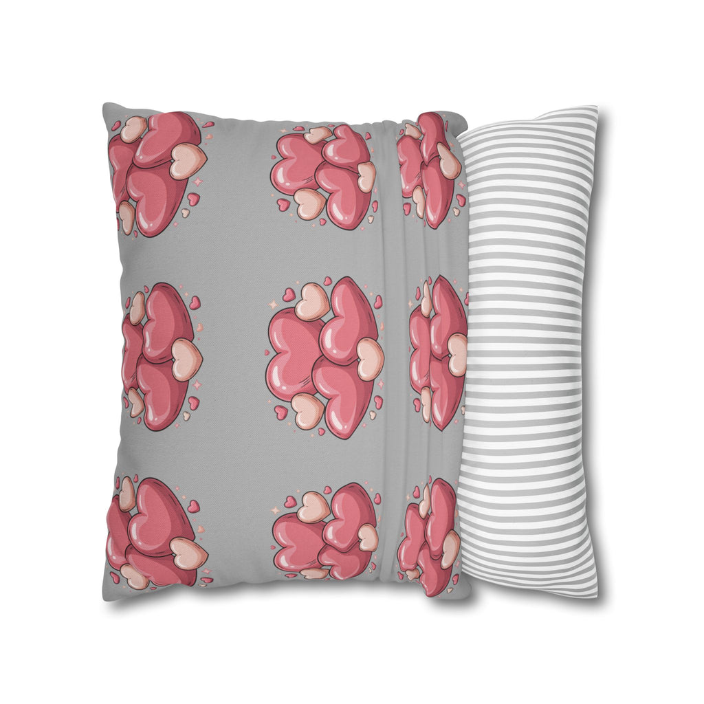 Heart Cluster Pillowcase — Cute Pink Valentine Decorative Throw Pillow