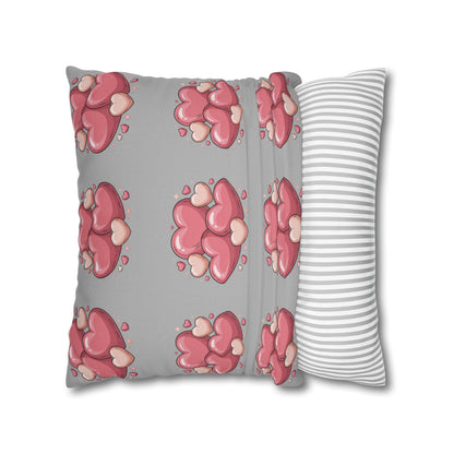 CartersLog Pink Heart Cluster Square Pillow Cover – Valentine’s Day Decorative Pillowcase