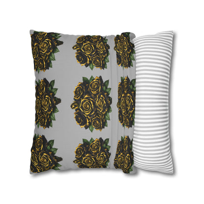 Red Rose Pattern Pillowcase — Floral Square Decorative Throw Pillow