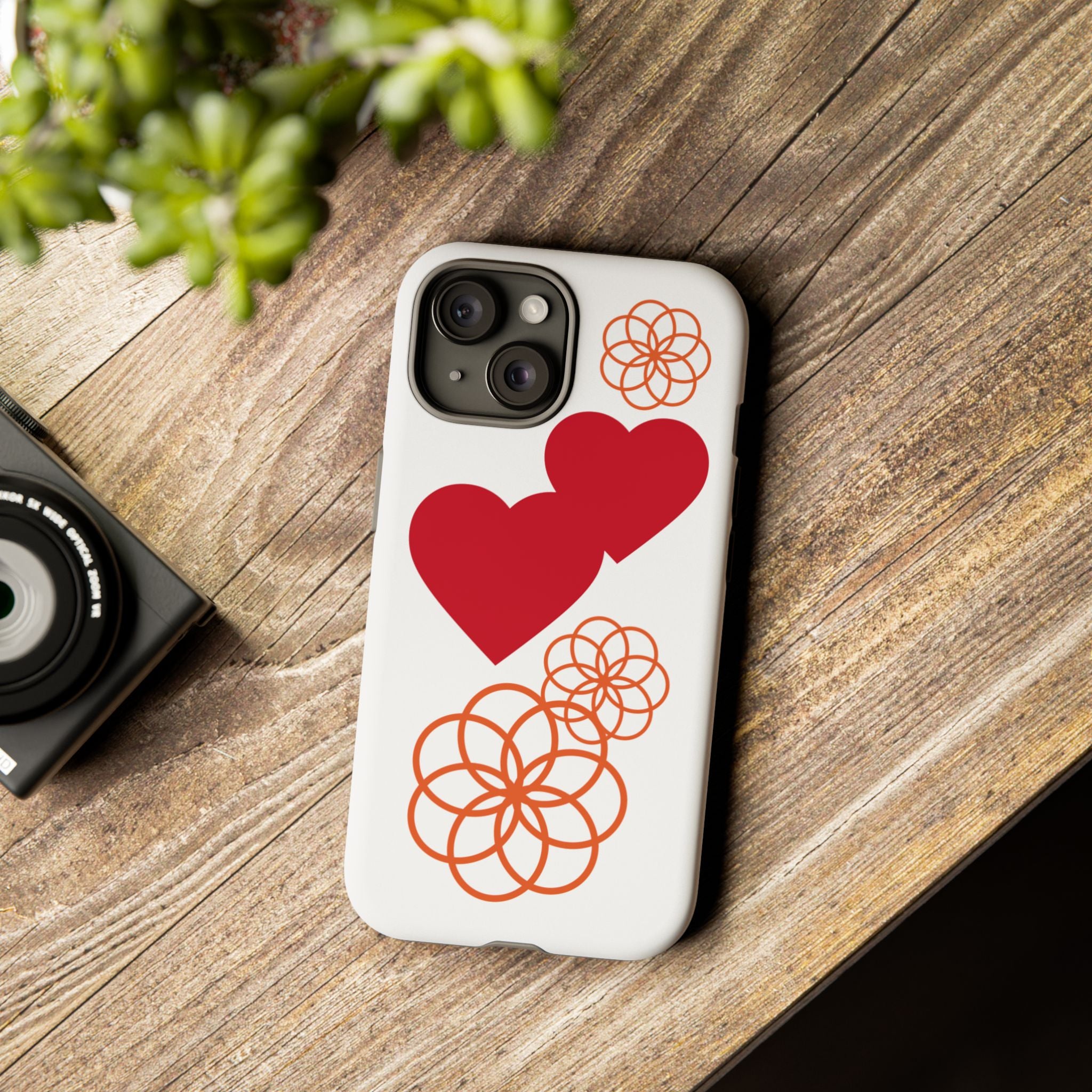 Floral Heart Pattern Phone Case | Tough Phone Cover, Spring Floral Design