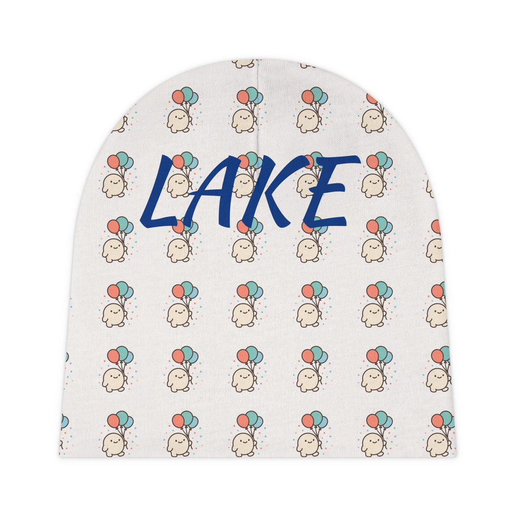Personalized Balloon Print Baby Beanie, Newborn Photography Prop | Gender Neutral Knit Cap