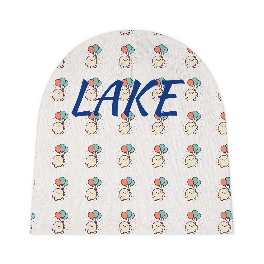Personalized Balloon Print Baby Beanie, Newborn Photography Prop | Gender Neutral Knit Cap