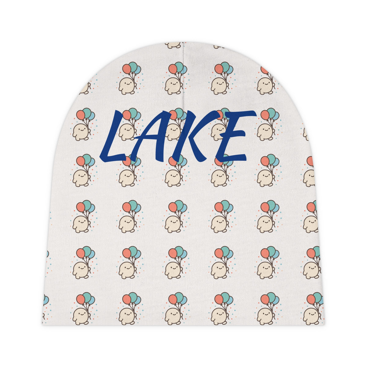 Personalized Balloon Print Baby Beanie, Newborn Photography Prop | Gender Neutral Knit Cap
