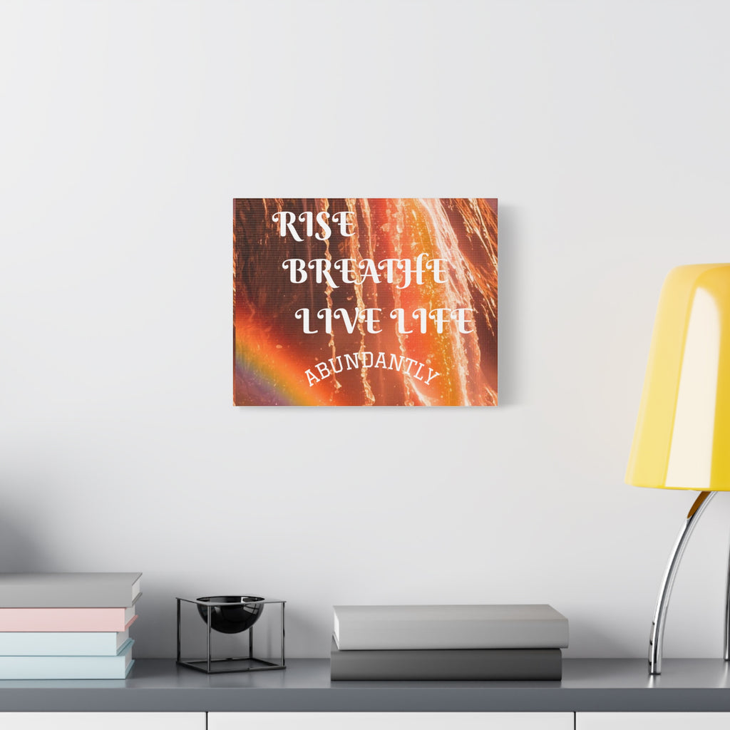 Inspirational Wall Art Canvas, RISE & BREATHE, Motivational Home Decor, Gift for Yoga Lovers, Positive Vibes Art