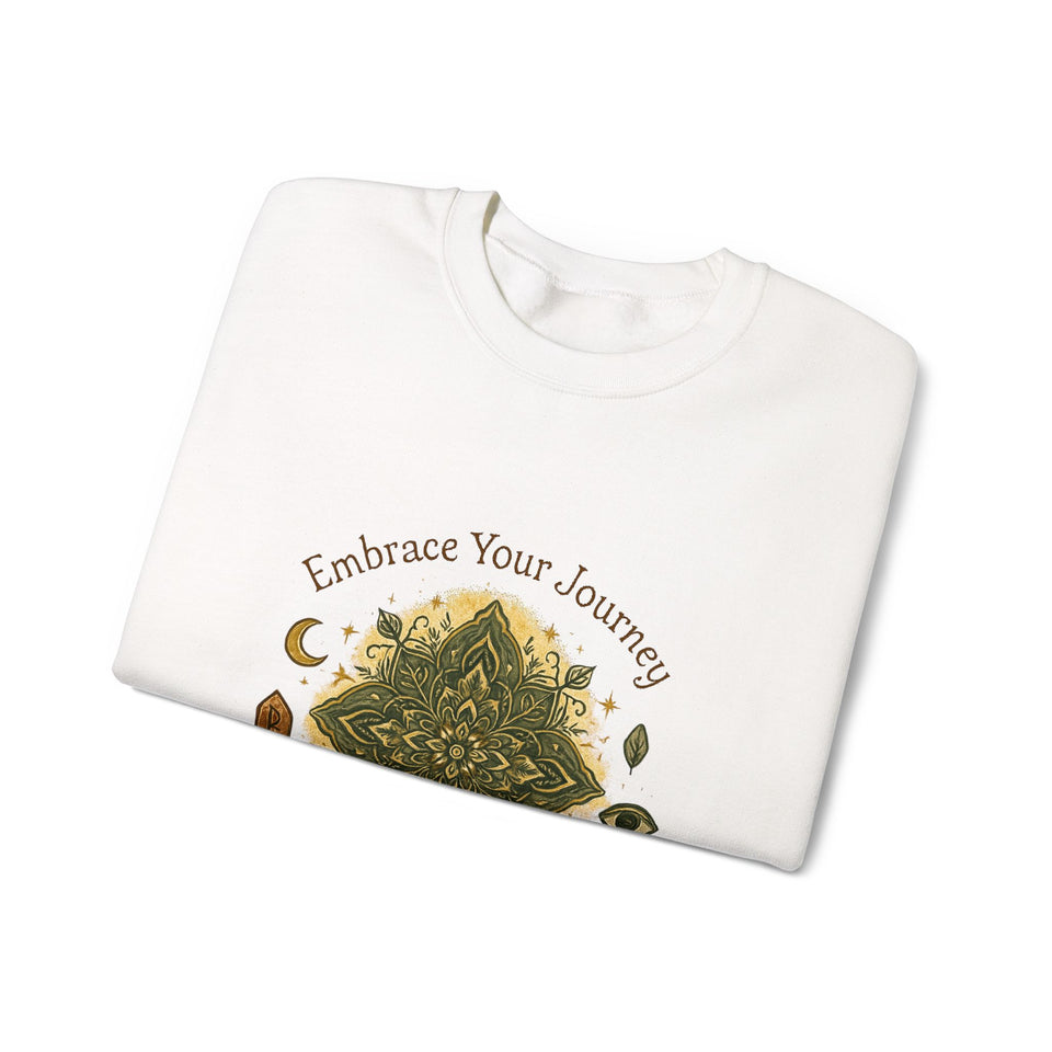 Embrace Your Journey Mandala Crewneck Sweatshirt | Boho Spiritual Meditation