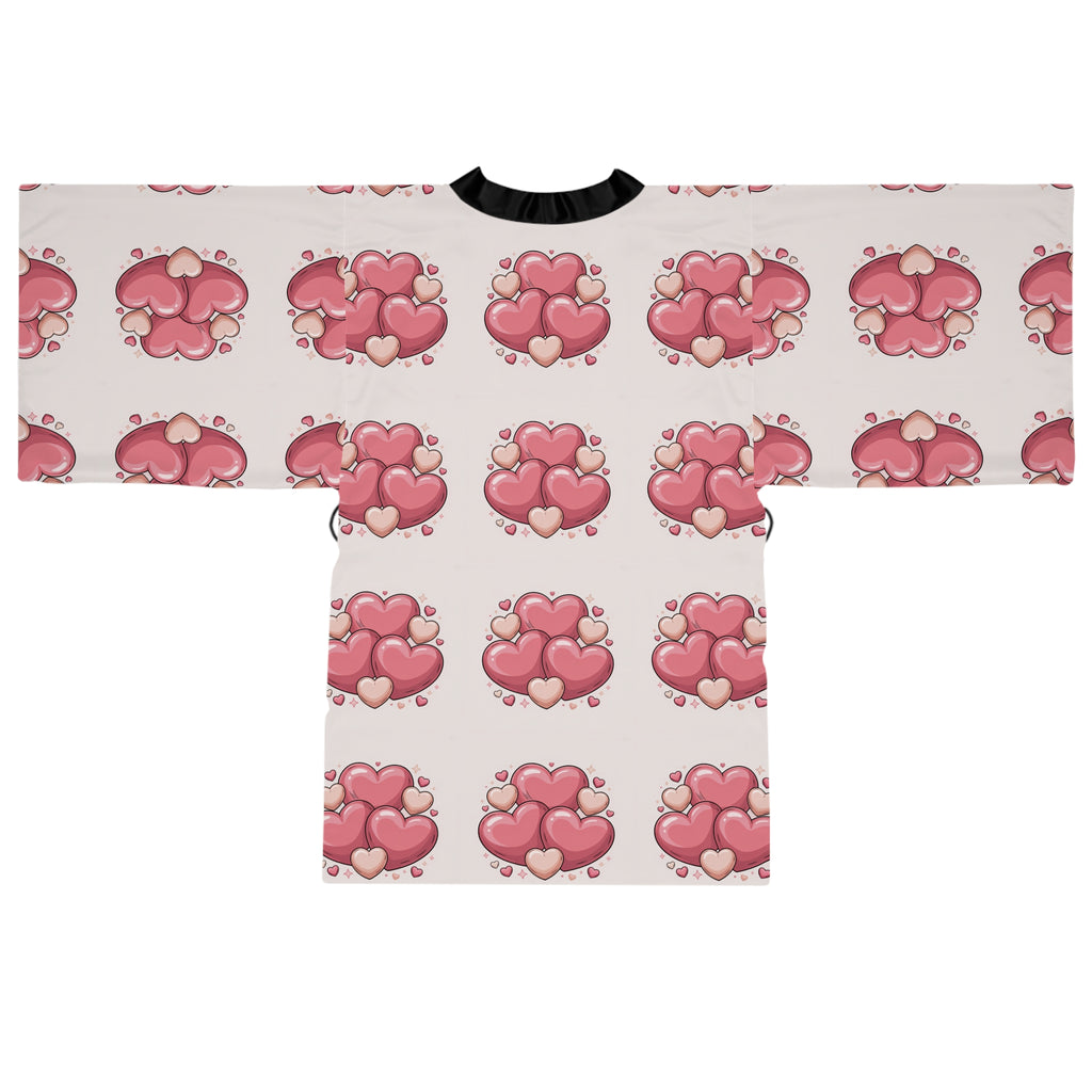 Heart Cluster Kimono Robe — Pink Love All-Over Print