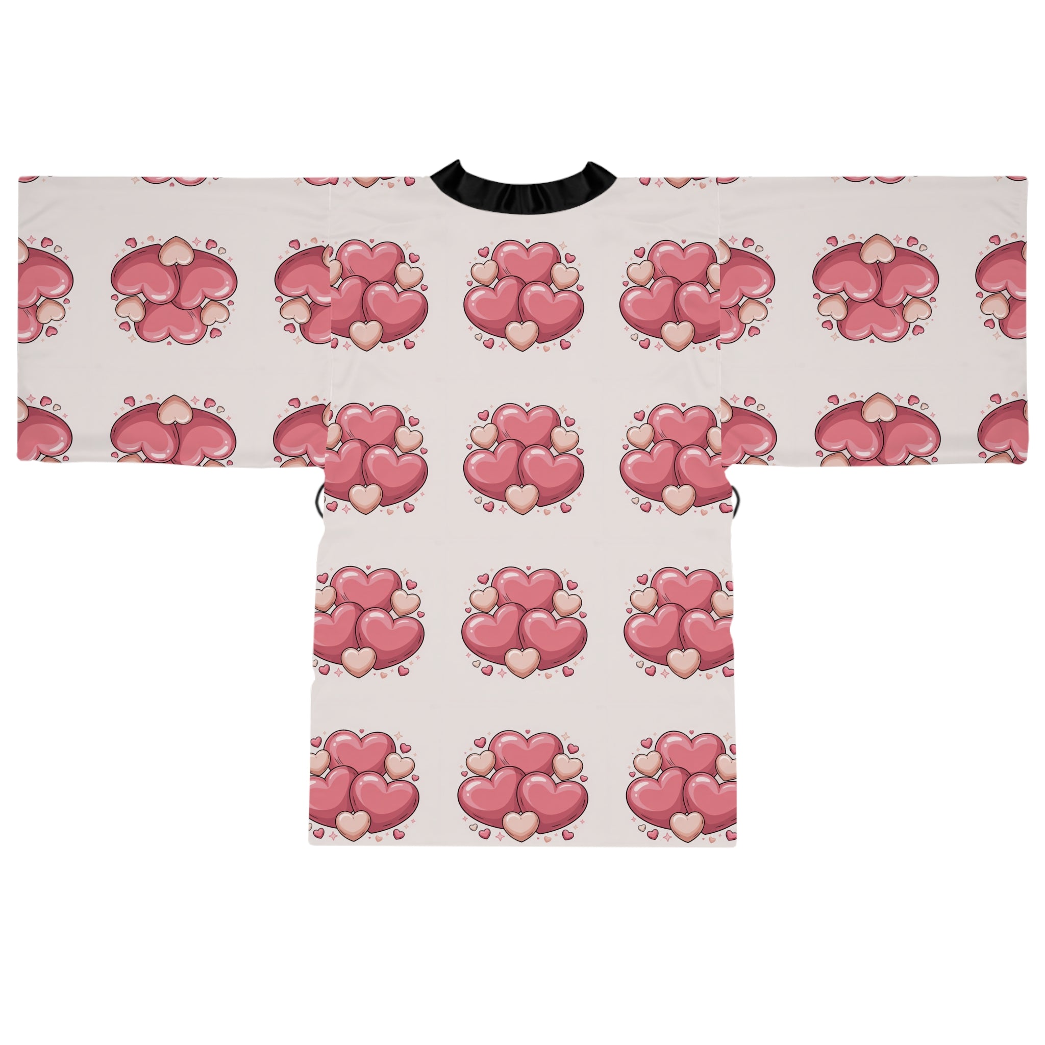 Heart Cluster Kimono Robe — Pink Love All-Over Print