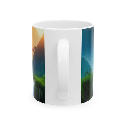 CartersLog Serene Waterfall Landscape Ceramic Coffee Mug – 11oz &amp; 15oz Nature Art Cup