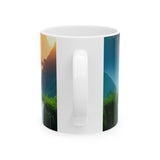 CartersLog Serene Waterfall Landscape Ceramic Coffee Mug – 11oz & 15oz Nature Art Cup