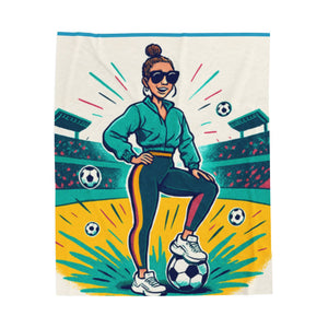 Velveteen Plush Blanket, Soccer Mom Blanket, Modern Hip Blanket, Soft Throw Blanket, Cozy Couch Blanket, Gift for Her