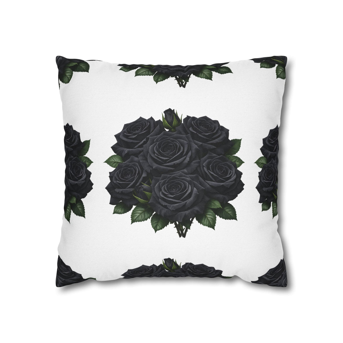 Red Rose Pattern Pillowcase — Floral Square Decorative Throw Pillow