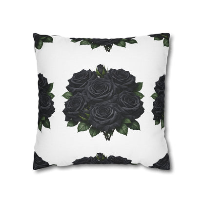 Red Rose Pattern Pillowcase — Floral Square Decorative Throw Pillow