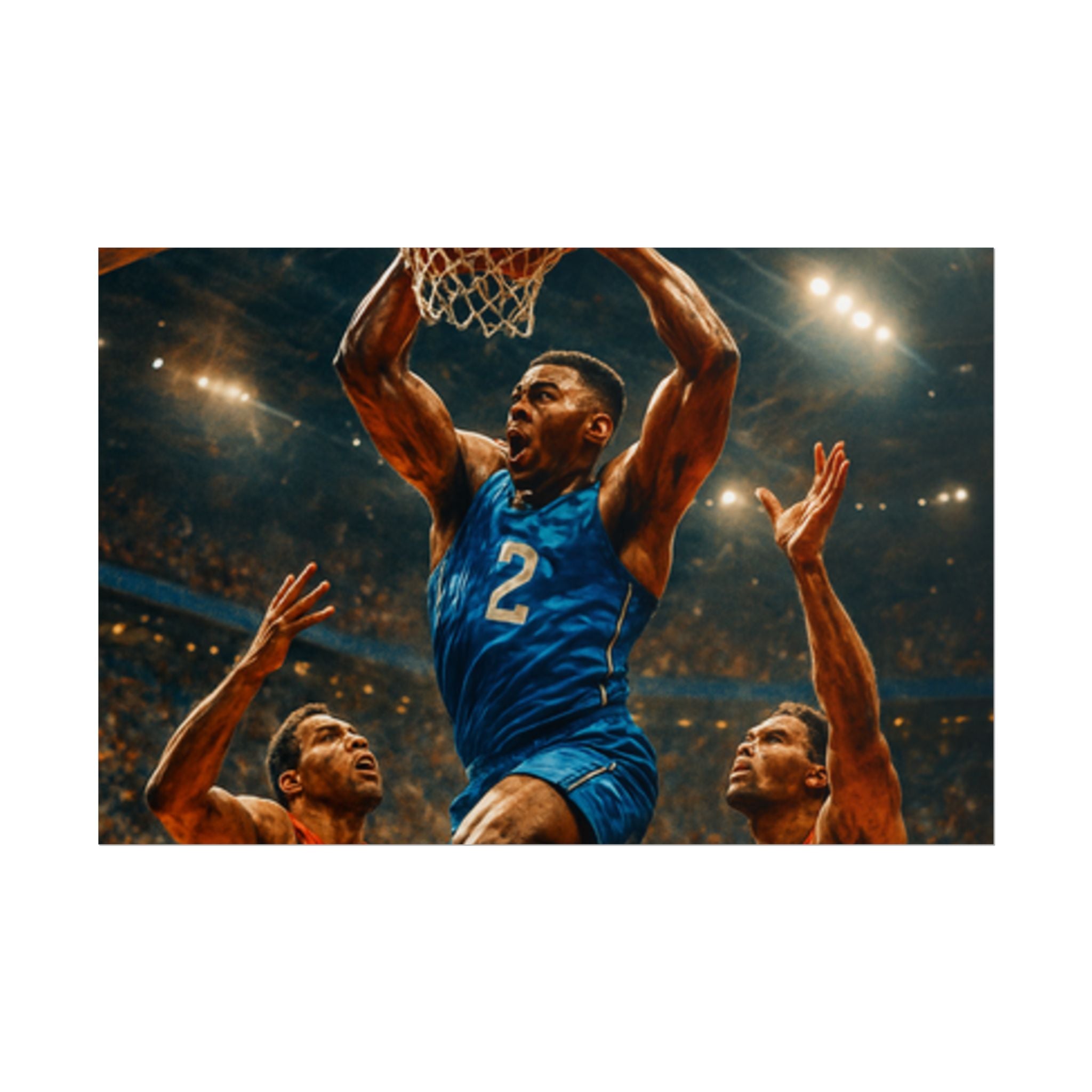 Poster Print, Dynamic Basketball Art Decor for Gamer Gift, Man Cave, Athletic Office, Sports Wall Art