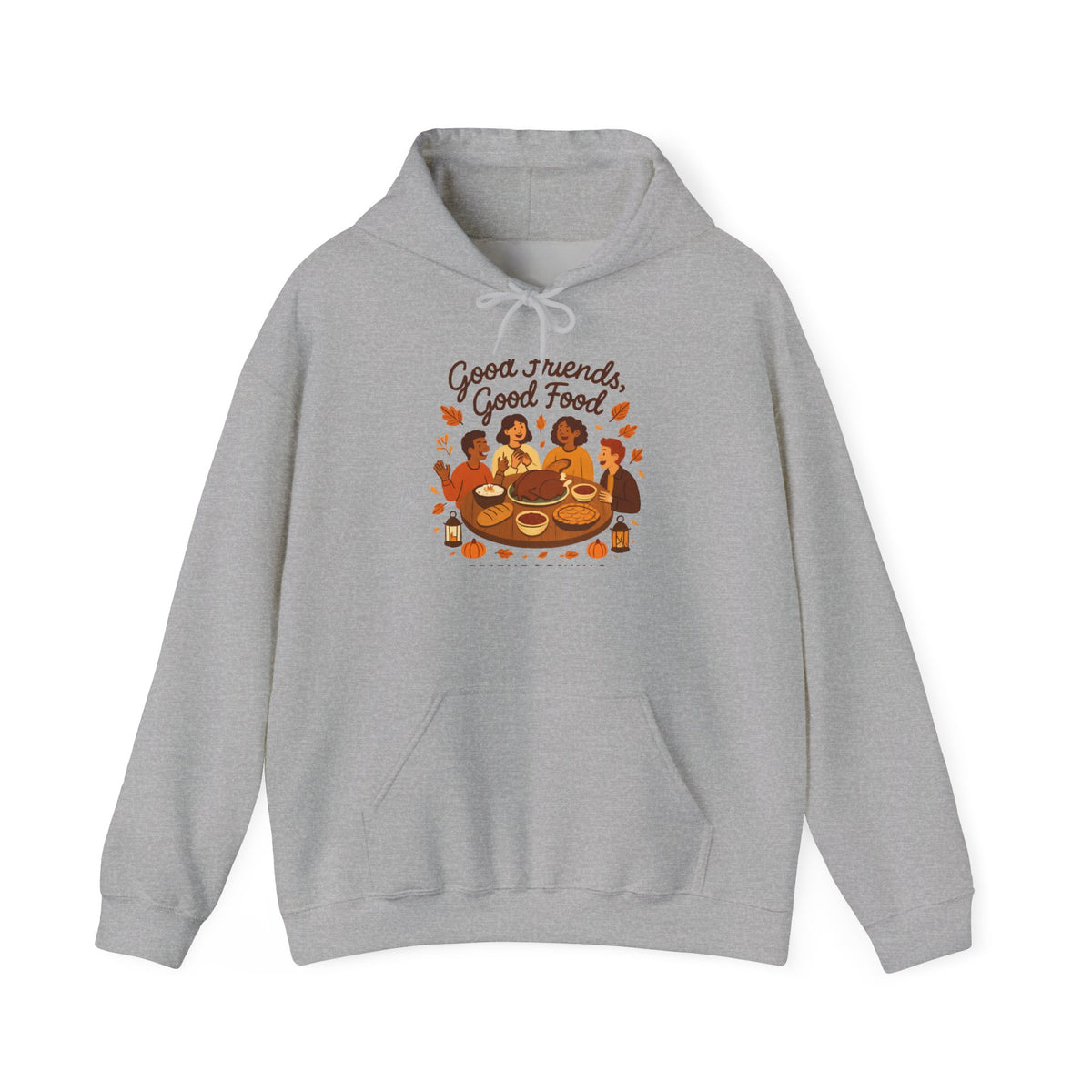 Good Friends Good Food hoodie | Group Dinner Illustration, Cozy Fall Sweatshirt
