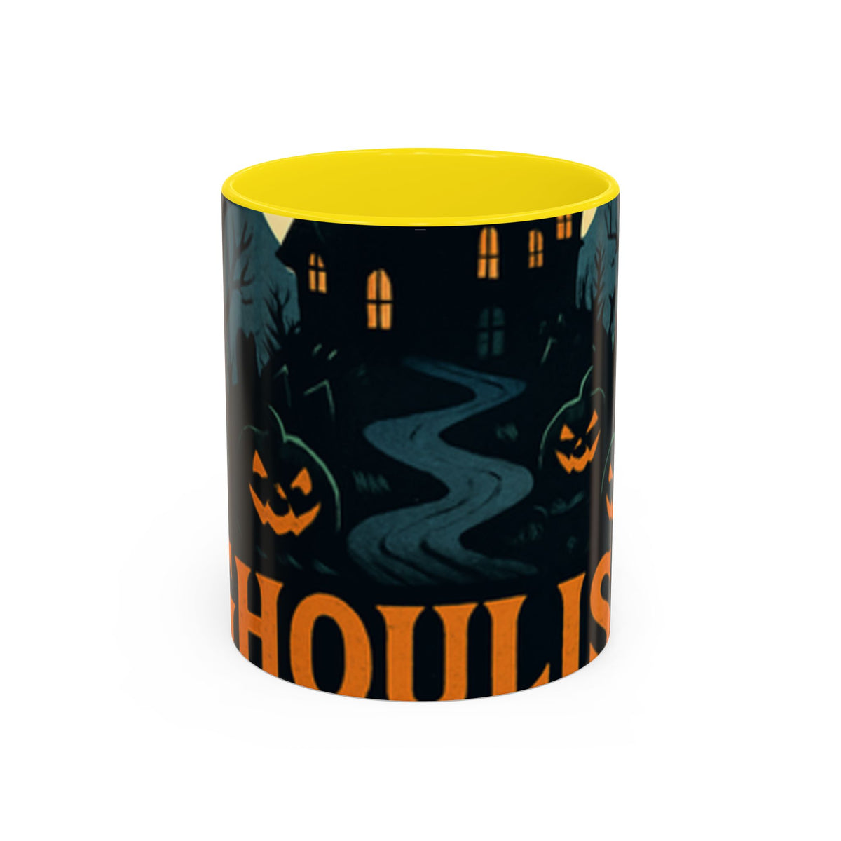 Spooky Cozy October Accent Coffee Mug — Autumn Vibe Ceramic (11/15 oz)
