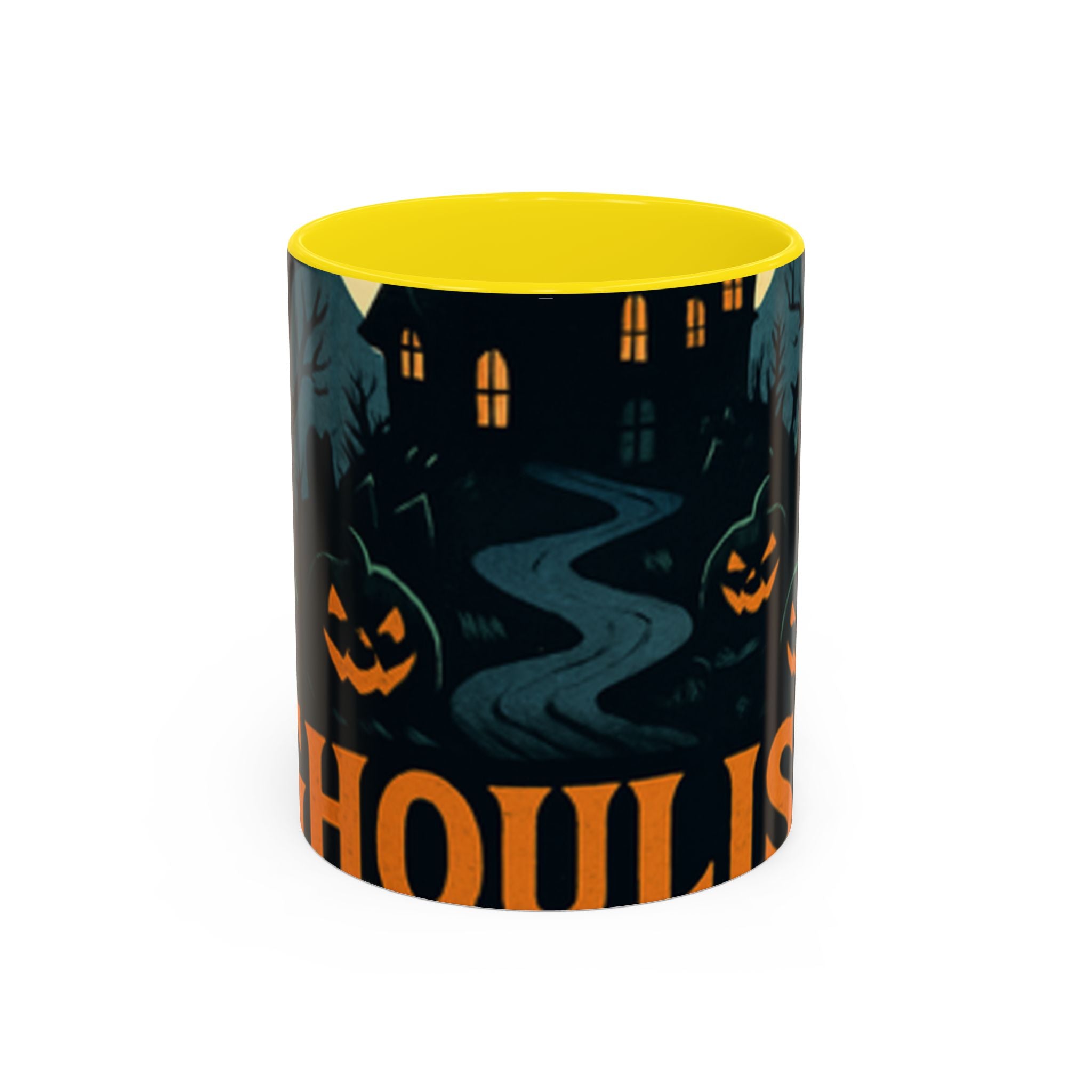 Spooky Cozy October Accent Coffee Mug — Autumn Vibe Ceramic (11/15 oz)